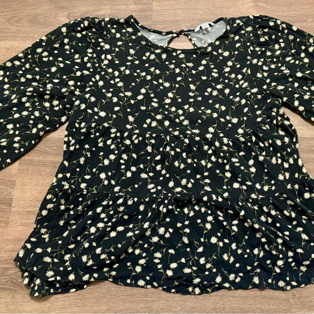 American Eagle Outfitters Whimsigoth Black Floral Top